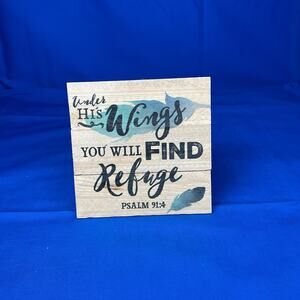 Under His Wings - Inspirational Wooden Sign Faith